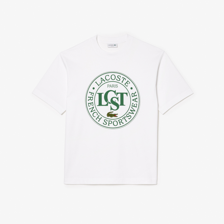 Мужская футболка Lacoste из плотного хлопка с принтом Мужская футболка Lacoste из плотного хлопка с принтом