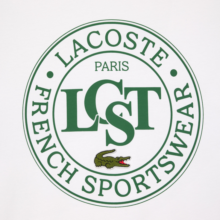 Мужская футболка Lacoste из плотного хлопка с принтом Мужская футболка Lacoste из плотного хлопка с принтом