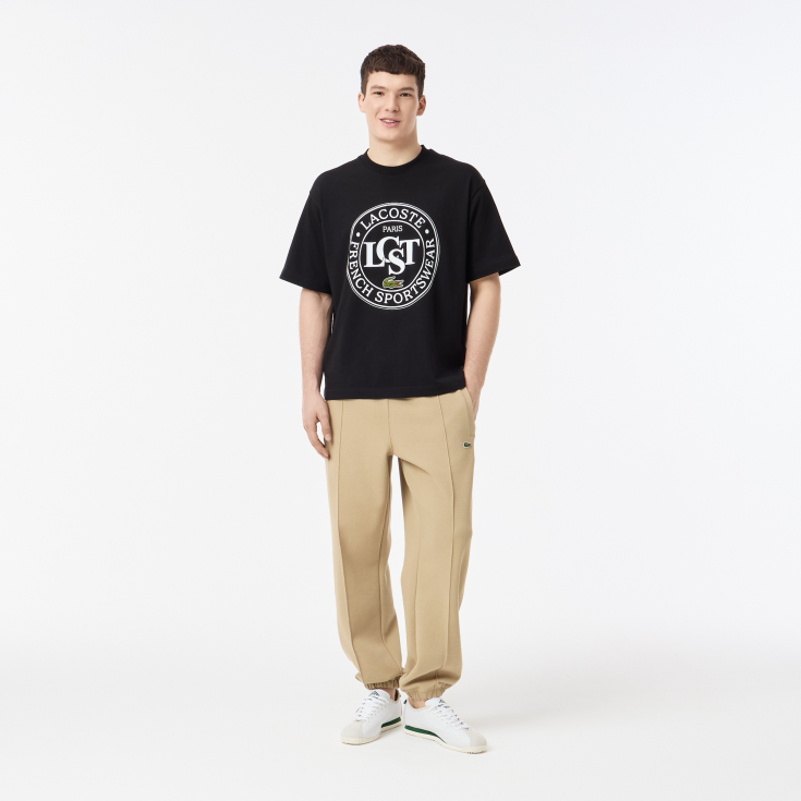 Мужская футболка Lacoste из плотного хлопка с принтом Мужская футболка Lacoste из плотного хлопка с принтом