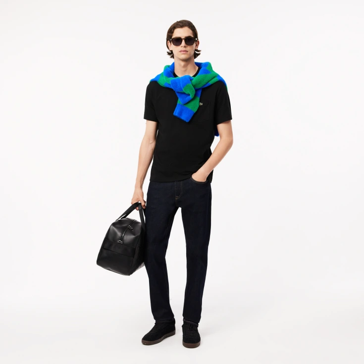 Мужская футболка Lacoste из хлопка с нагрудным карманом Мужская футболка Lacoste из хлопка с нагрудным карманом