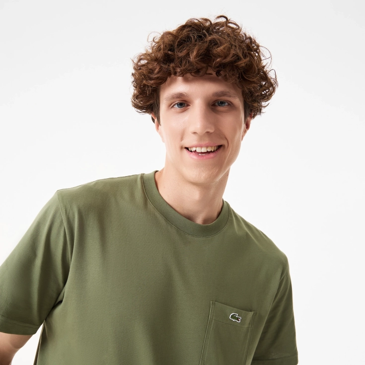 Мужская футболка Lacoste из хлопка с нагрудным карманом Мужская футболка Lacoste из хлопка с нагрудным карманом