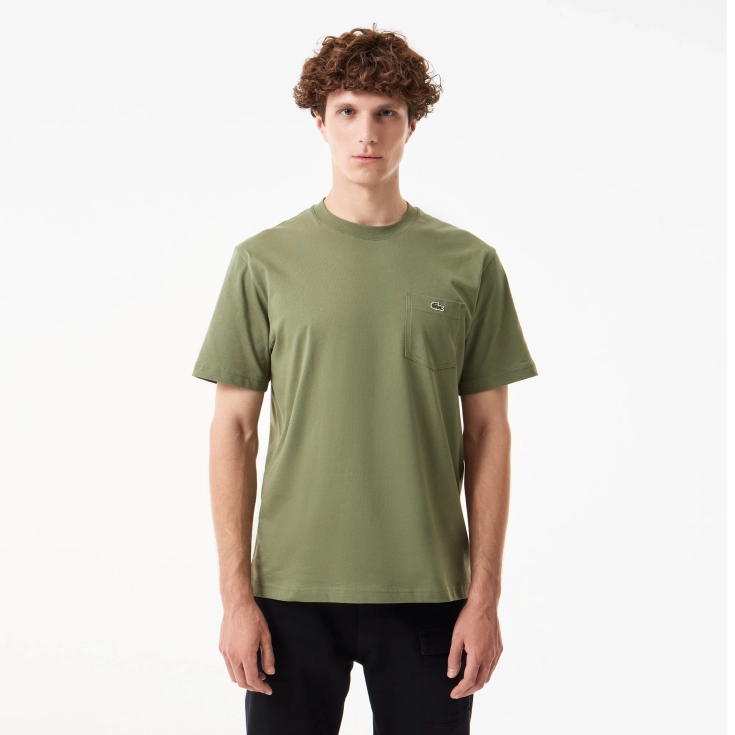 Мужская футболка Lacoste из хлопка с нагрудным карманом Мужская футболка Lacoste из хлопка с нагрудным карманом