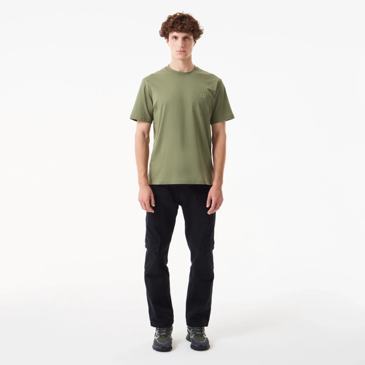 Мужская футболка Lacoste из хлопка с нагрудным карманом Мужская футболка Lacoste из хлопка с нагрудным карманом
