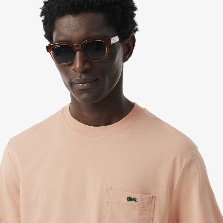 Мужская футболка Lacoste из хлопка с нагрудным карманом Мужская футболка Lacoste из хлопка с нагрудным карманом