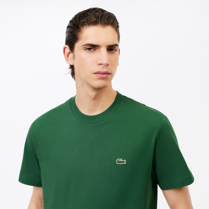 Мужская хлопковая футболка Lacoste с коротким рукавом Мужская хлопковая футболка Lacoste с коротким рукавом