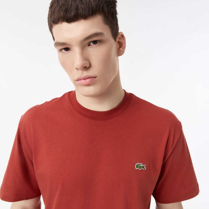 Мужская хлопковая футболка Lacoste с коротким рукавом Мужская хлопковая футболка Lacoste с коротким рукавом
