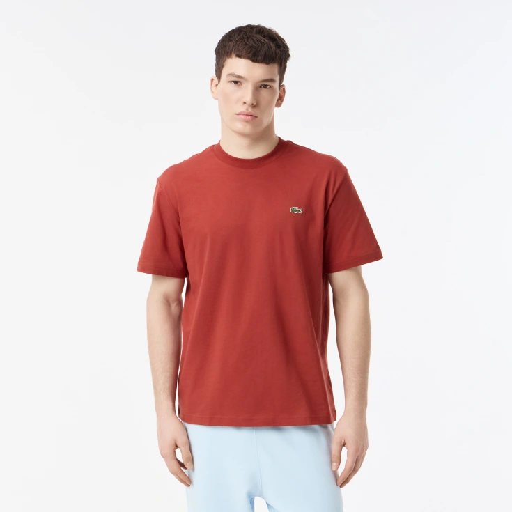 Мужская хлопковая футболка Lacoste с коротким рукавом Мужская хлопковая футболка Lacoste с коротким рукавом