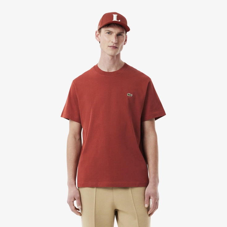 Мужская хлопковая футболка Lacoste с коротким рукавом Мужская хлопковая футболка Lacoste с коротким рукавом