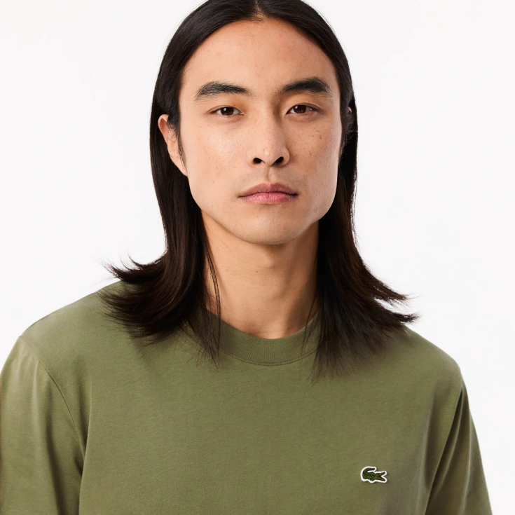 Мужская хлопковая футболка Lacoste с коротким рукавом Мужская хлопковая футболка Lacoste с коротким рукавом
