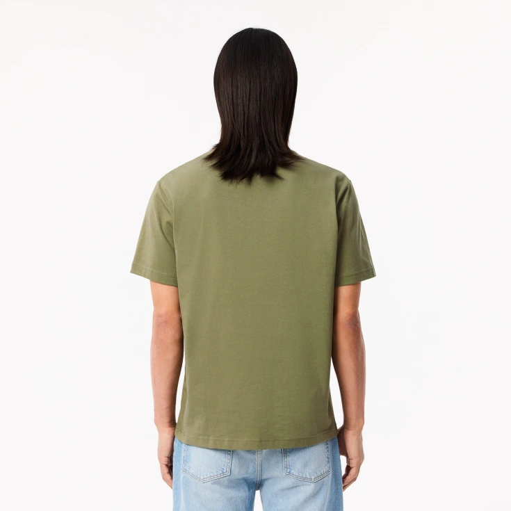 Мужская хлопковая футболка Lacoste с коротким рукавом Мужская хлопковая футболка Lacoste с коротким рукавом