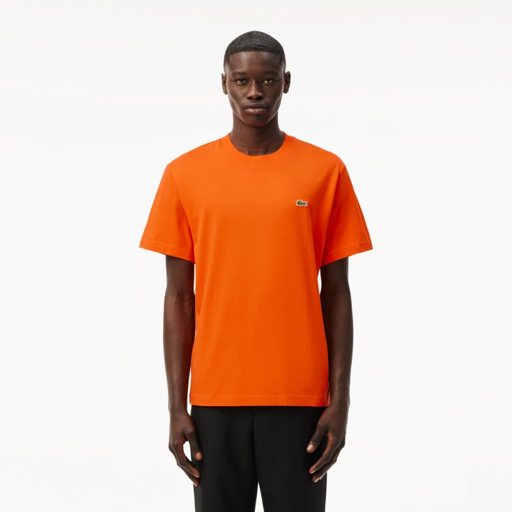 Мужская хлопковая футболка Lacoste с коротким рукавом Мужская хлопковая футболка Lacoste с коротким рукавом