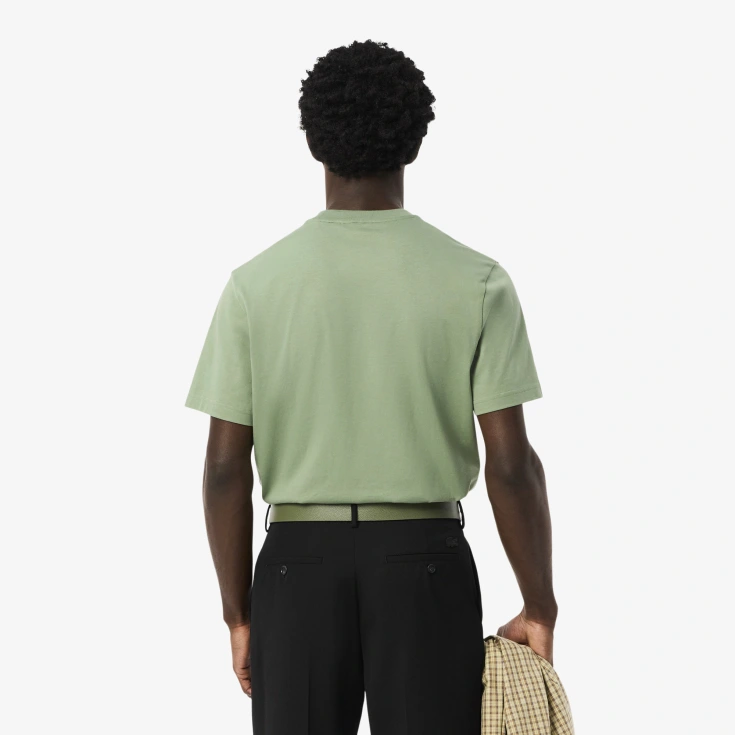 Мужская хлопковая футболка Lacoste с коротким рукавом Мужская хлопковая футболка Lacoste с коротким рукавом