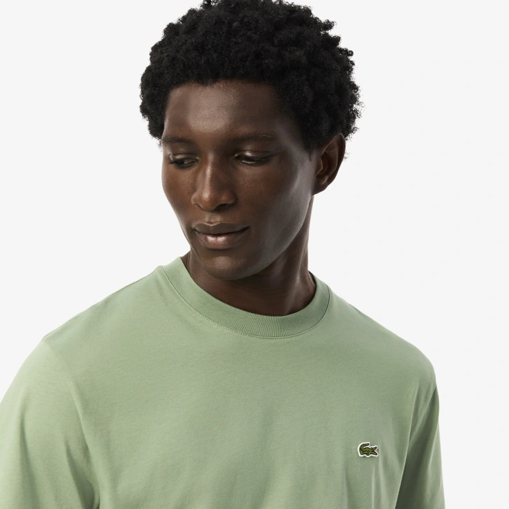 Мужская хлопковая футболка Lacoste с коротким рукавом Мужская хлопковая футболка Lacoste с коротким рукавом