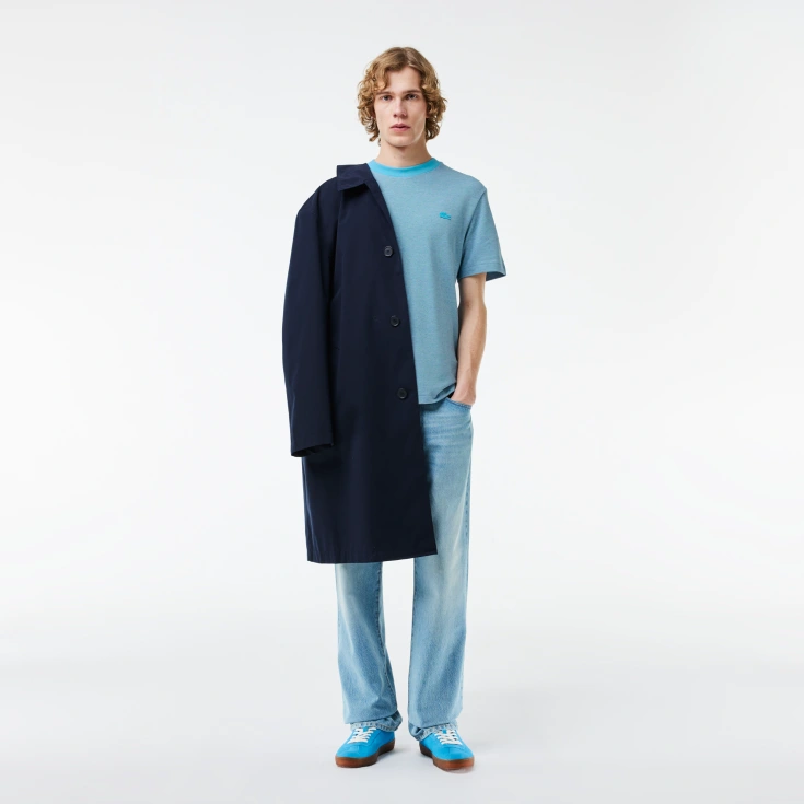 Мужская Футболка Lacoste Caviar Piqué с контрастным вырезом Мужская Футболка Lacoste Caviar Piqué с контрастным вырезом