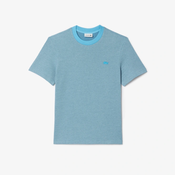 Мужская Футболка Lacoste Caviar Piqué с контрастным вырезом Мужская Футболка Lacoste Caviar Piqué с контрастным вырезом