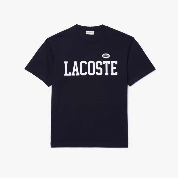 Мужская футболка Lacoste из хлопка с контрастным значком Мужская футболка Lacoste из хлопка с контрастным значком