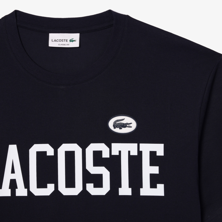 Мужская футболка Lacoste из хлопка с контрастным значком Мужская футболка Lacoste из хлопка с контрастным значком
