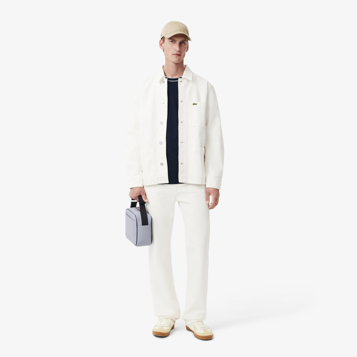 Мужская Футболка Lacoste с воротником в полоску из эластичного хлопка Мужская Футболка Lacoste с воротником в полоску из эластичного хлопка