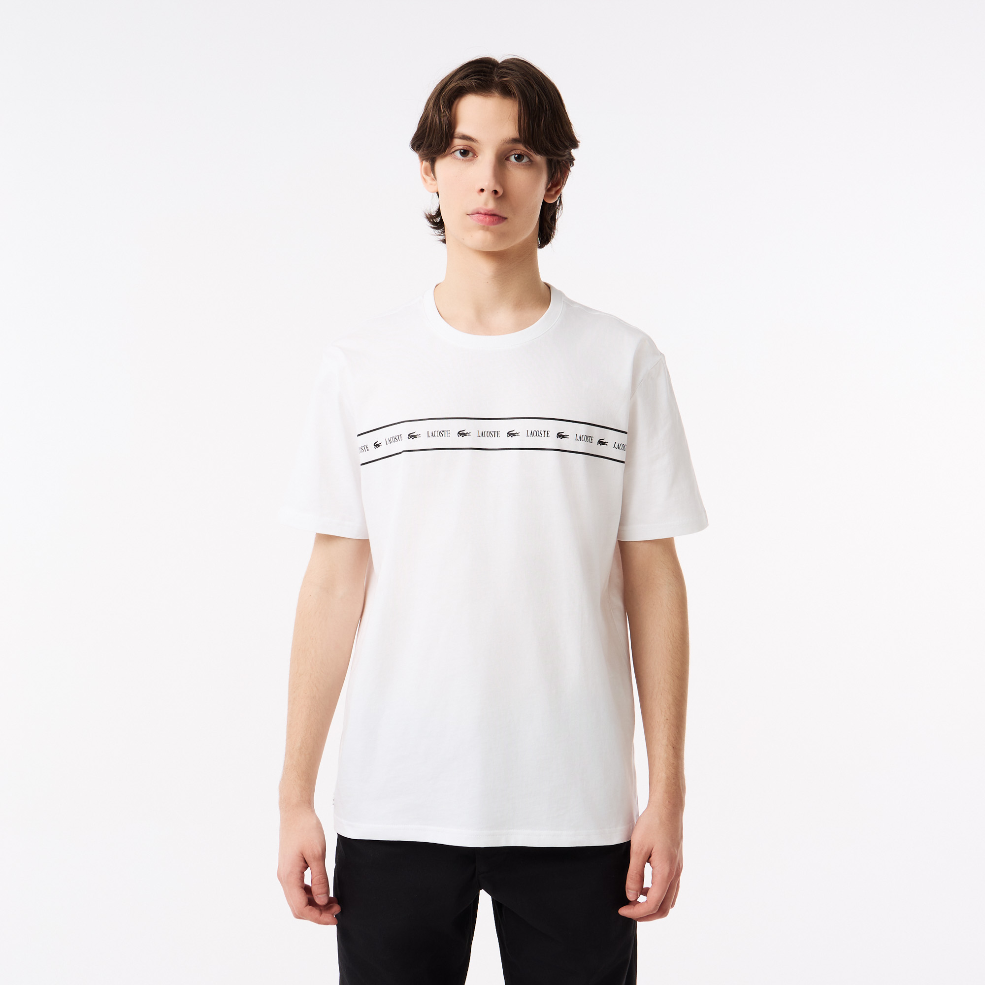 Мужская хлопковая футболка Lacoste, белый, арт. TH0419