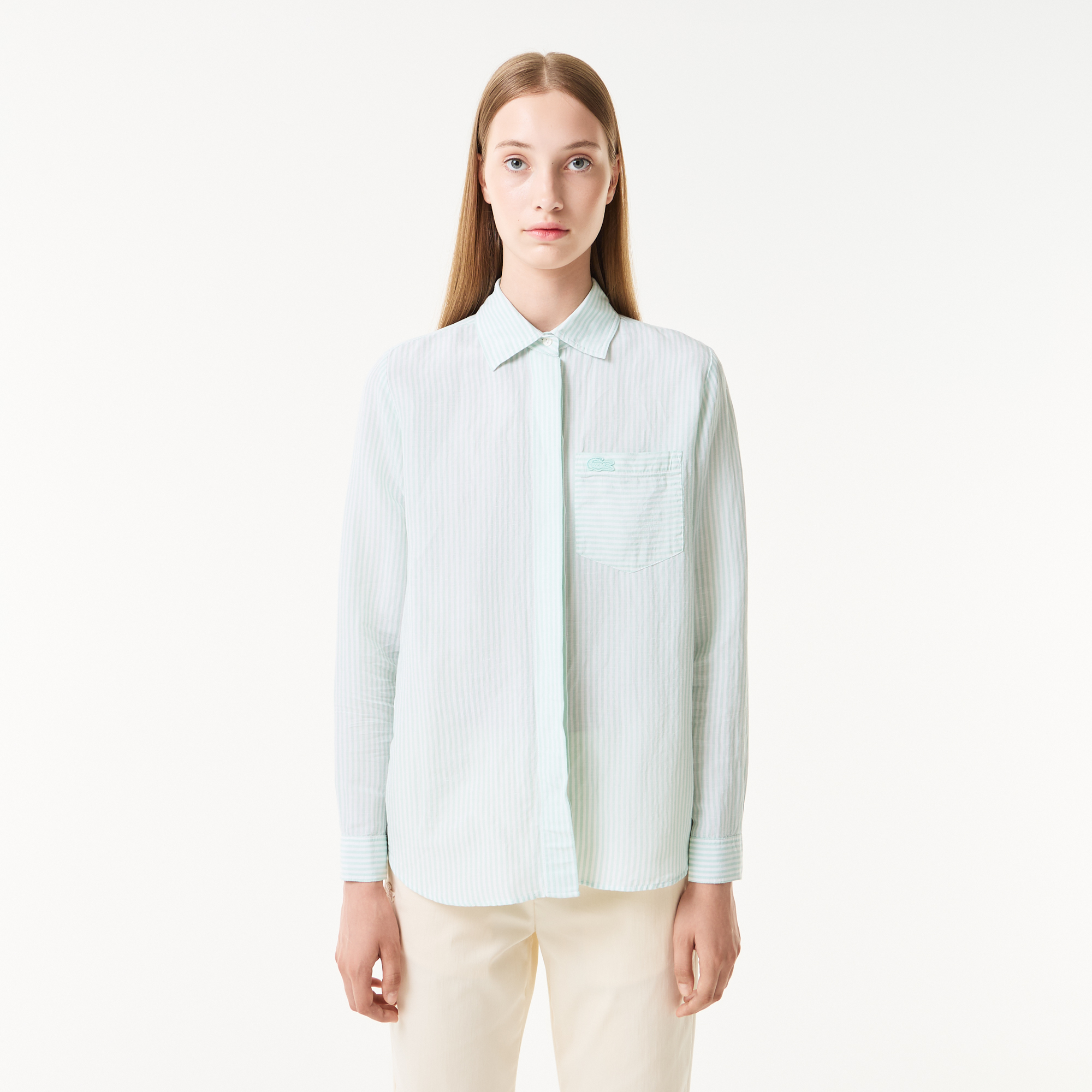 Женская лёгкая рубашка Lacoste, зеленый, арт. CF0412