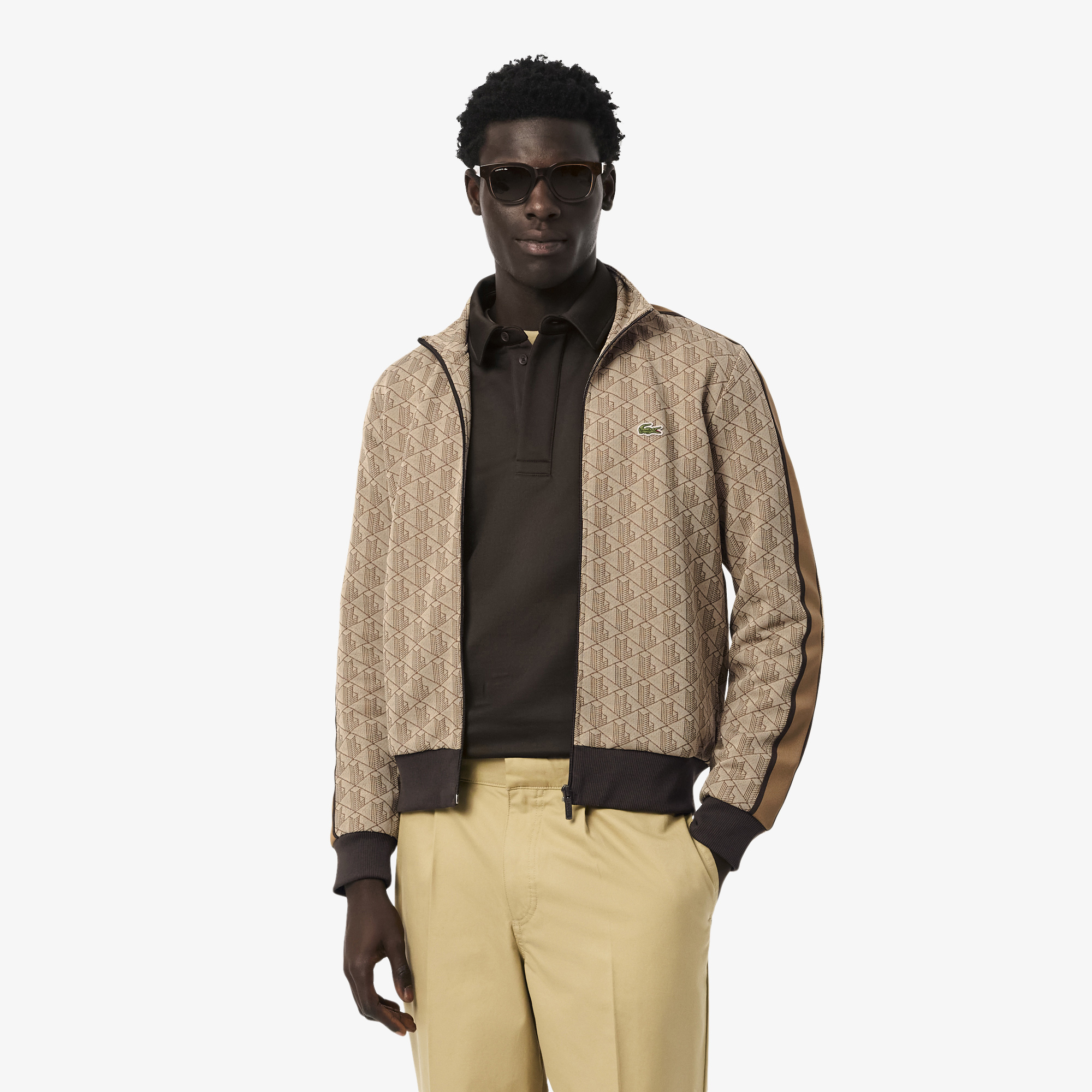 Мужская жаккардовая толстовка Lacoste PARIS с монограммой, коричневый, арт. SH1368