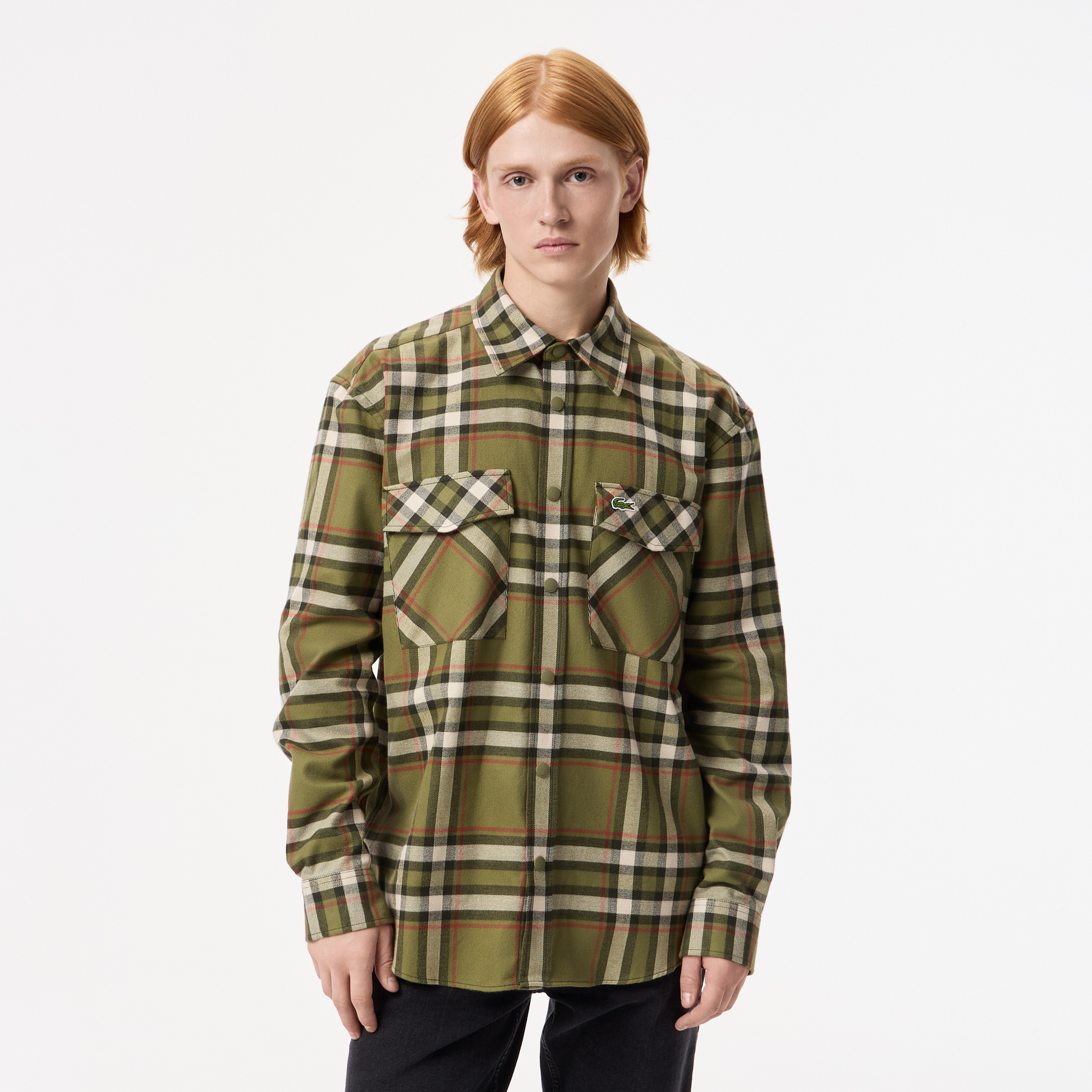 Мужская рубашка Lacoste свободного кроя, хаки, арт. CH2625