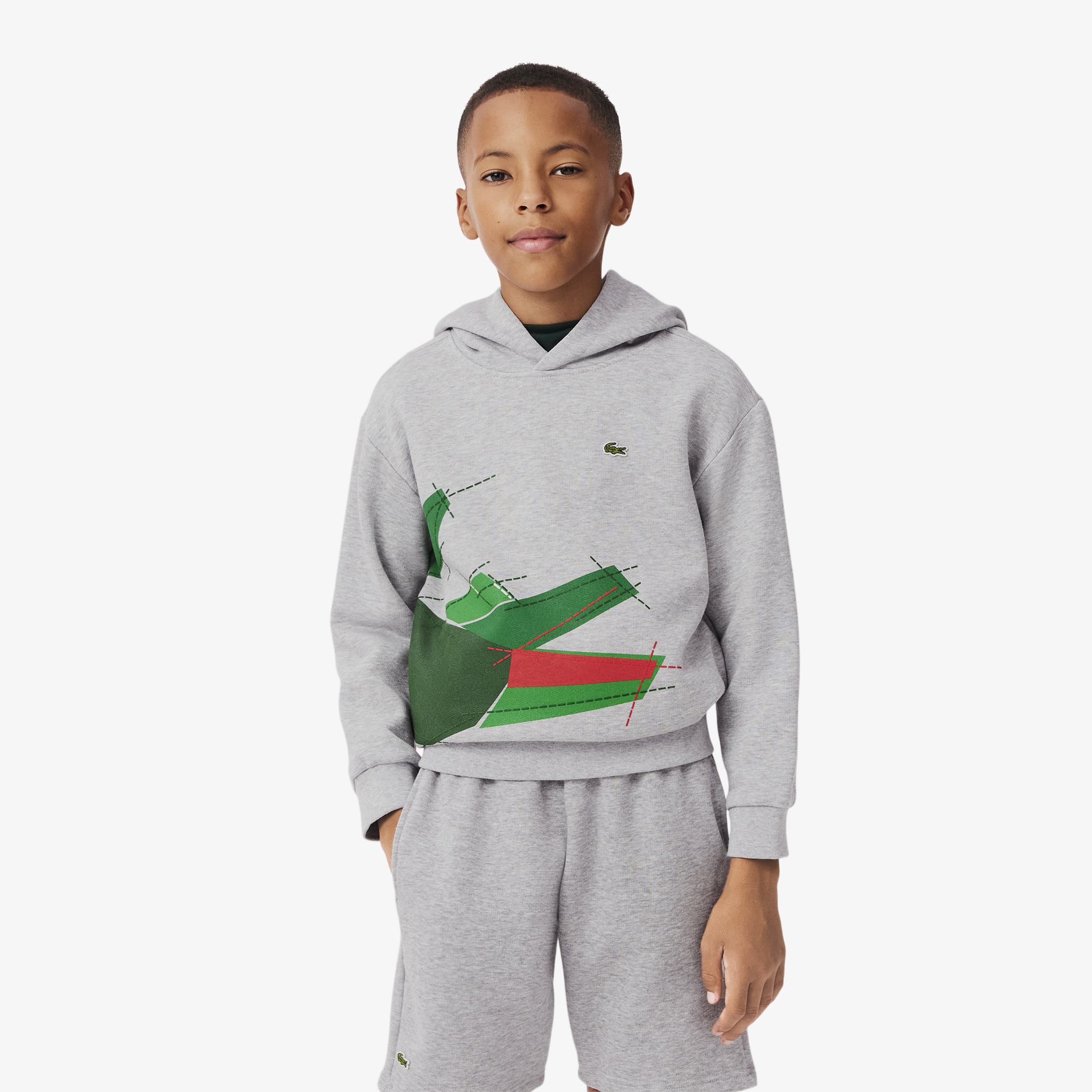 

Детская флисовая толстовка Lacoste с капюшоном, Серый