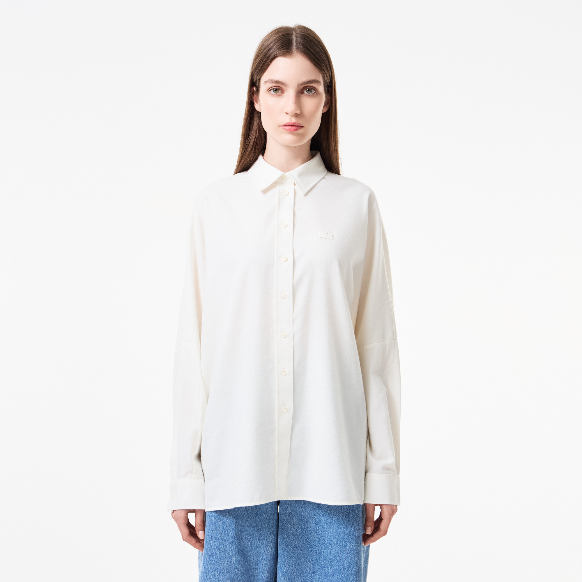 Женская хлопковая рубашка Lacoste Loose Fit, белый, арт. CF2504