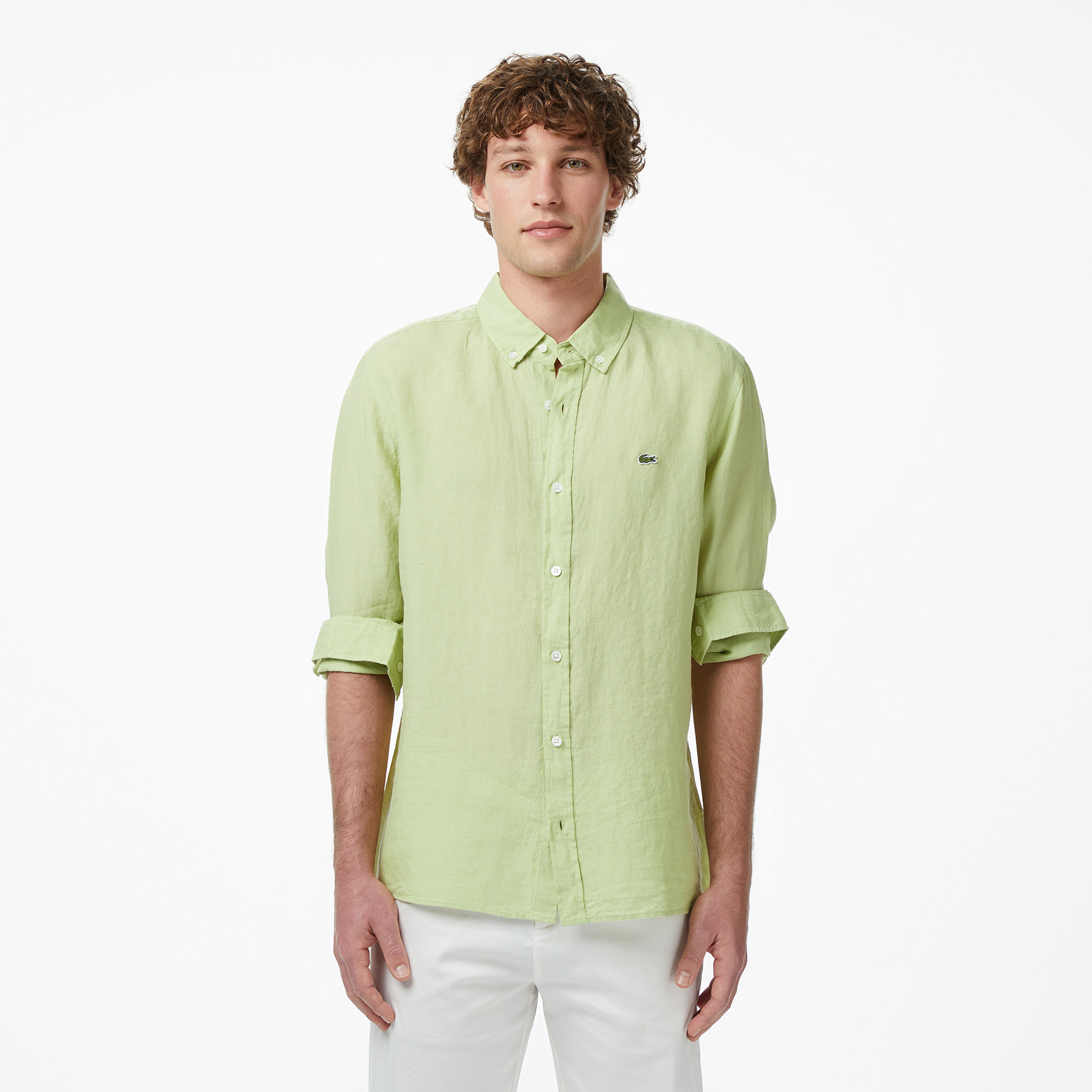 Рубашка Lacoste льняная, зеленый, арт. CH5692T