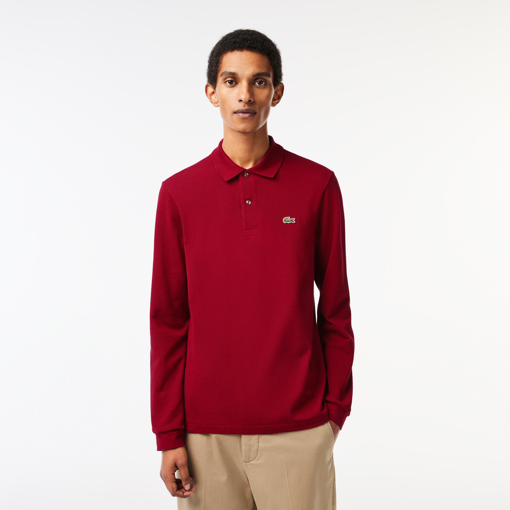 Мужское поло Lacoste Classic Fit с длинным рукавом, красный, арт. L1312