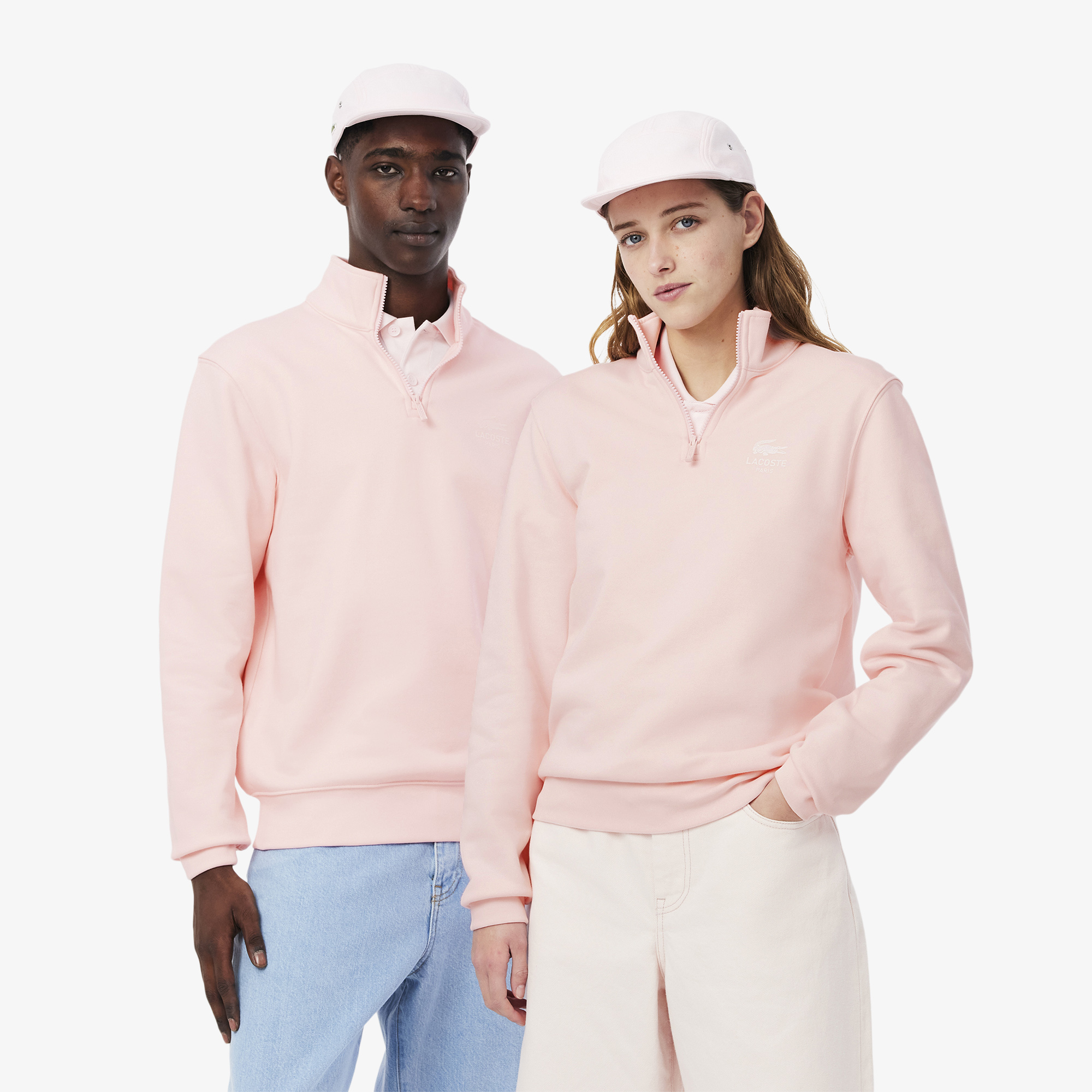 

Свитшот Lacoste унисекс с застежкой-молнией с высоким воротом, Розовый