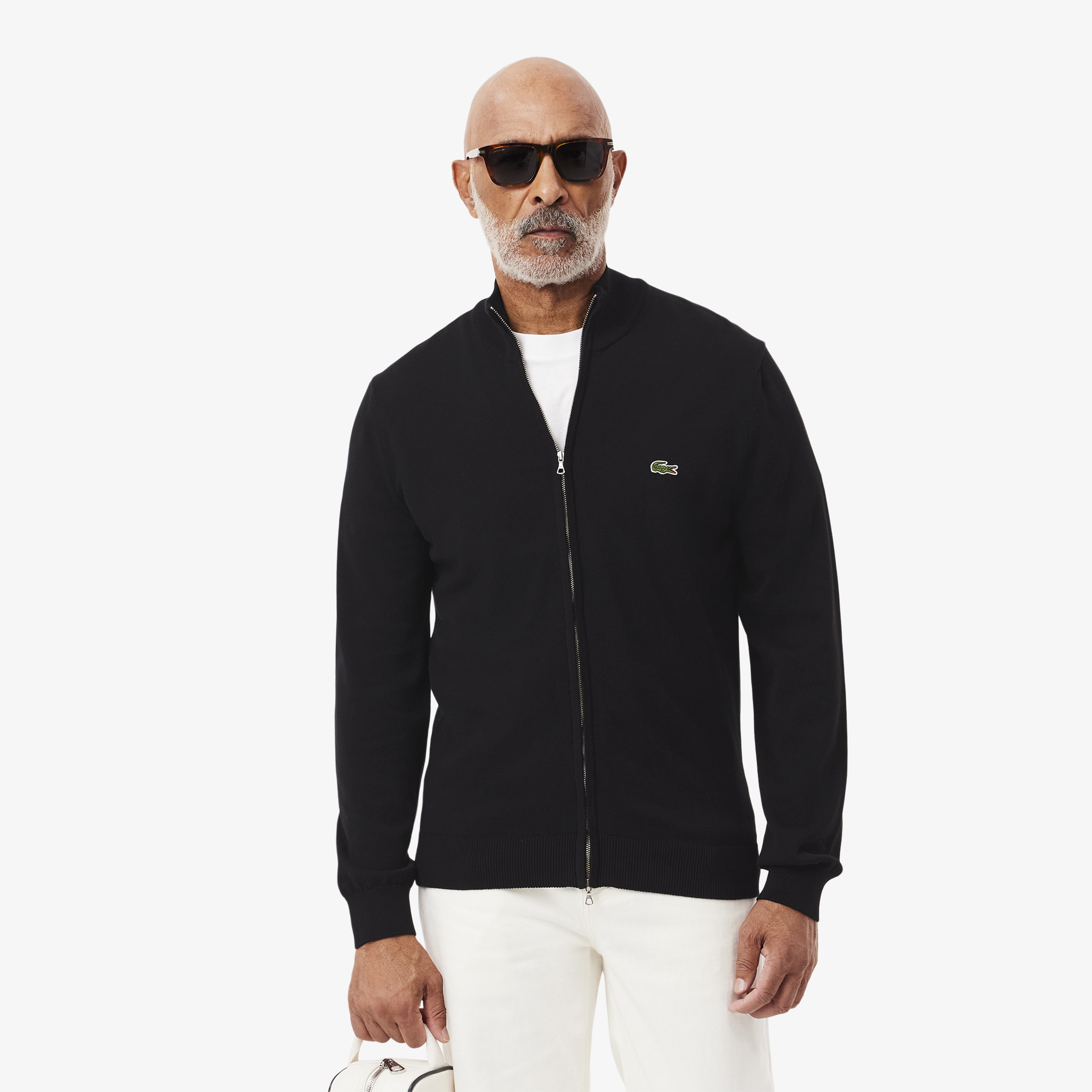 Мужской свитер Lacoste на молнии из органического хлопка, черный, арт. AH1957