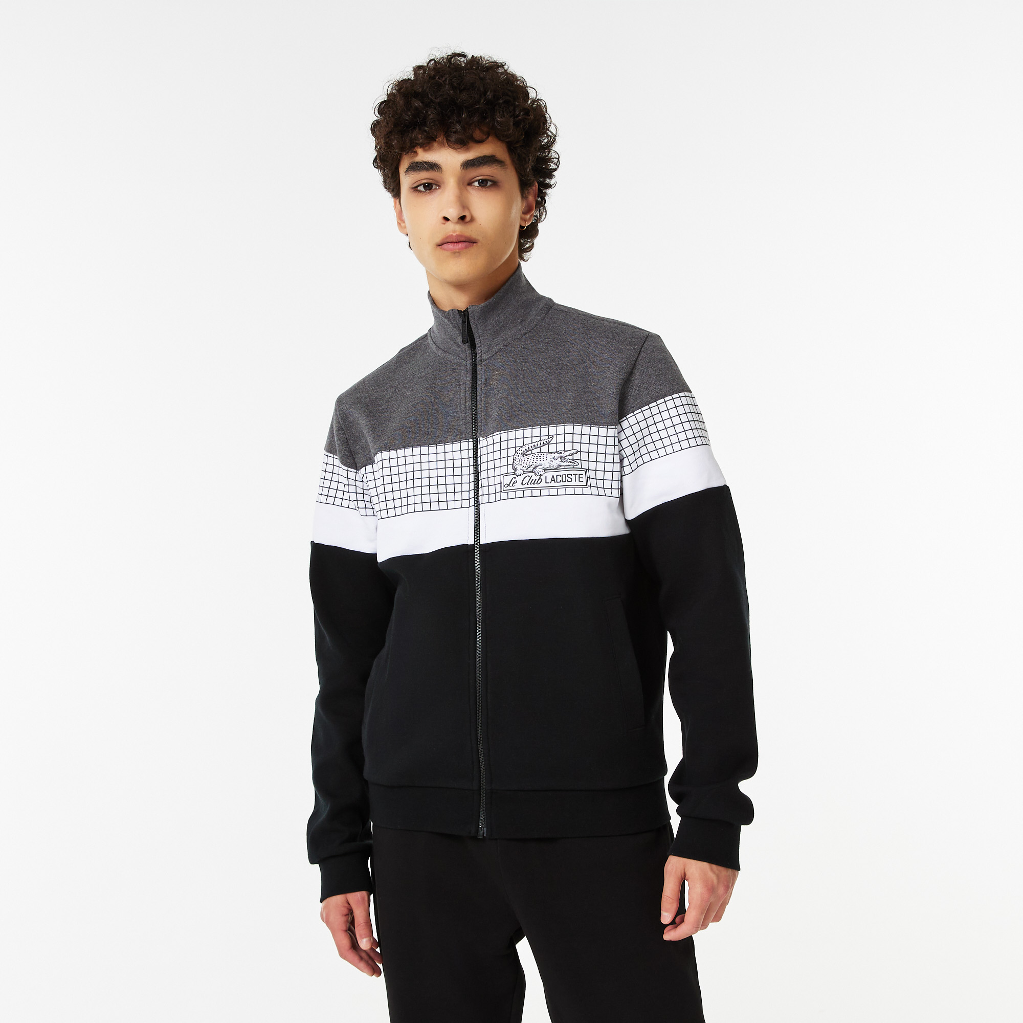 

Мужская толстовка Lacoste приталенного кроя на молнии, Серый