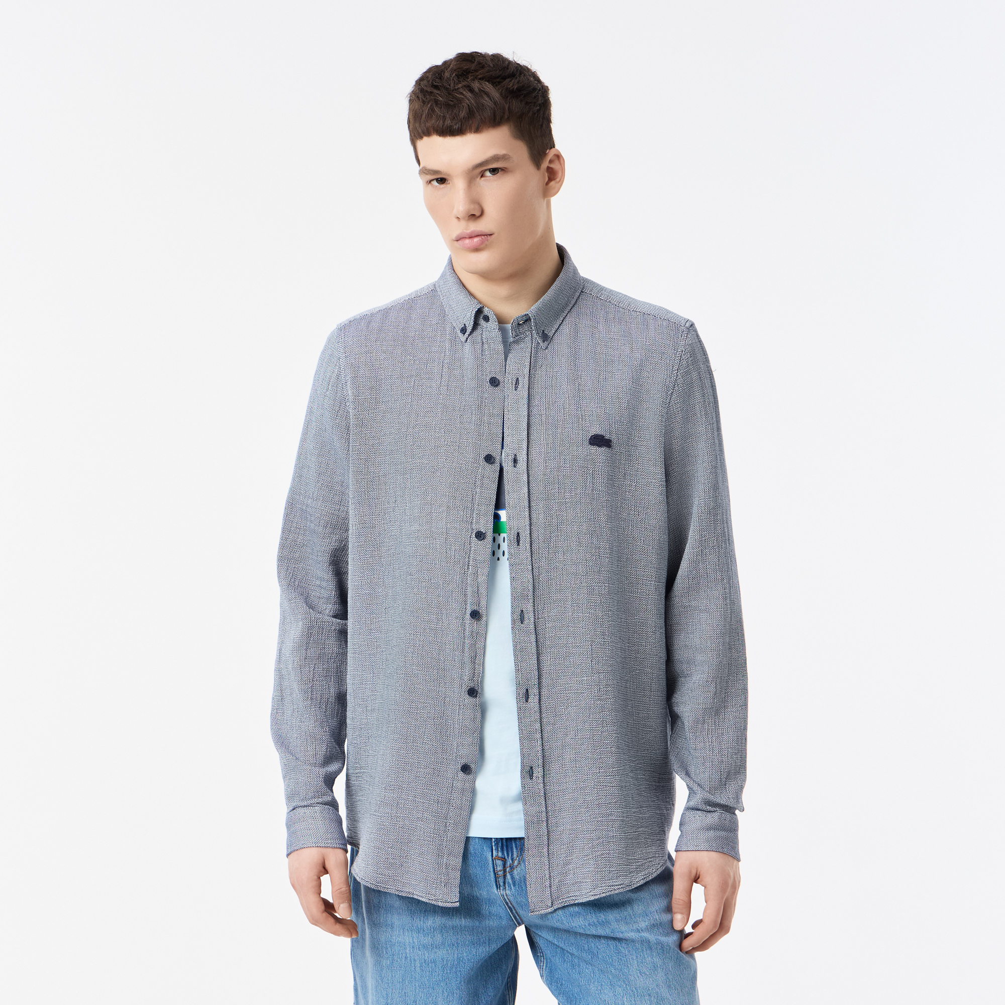 

Мужская хлопковая рубашка Lacoste, Синий