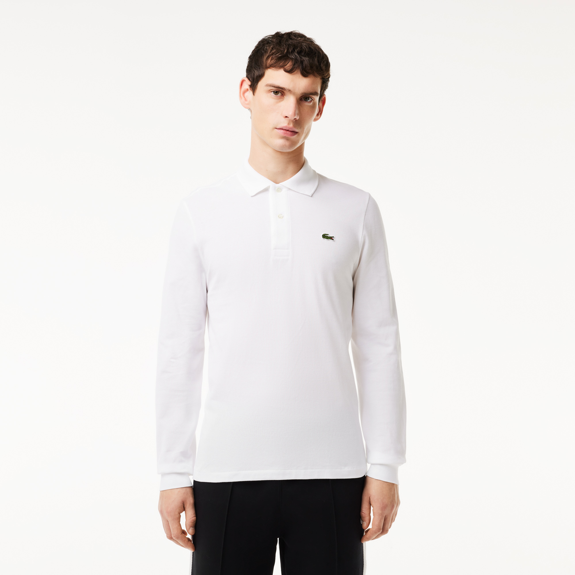 Мужское поло Lacoste Classic Fit с длинным рукавом, белый, арт. L1312