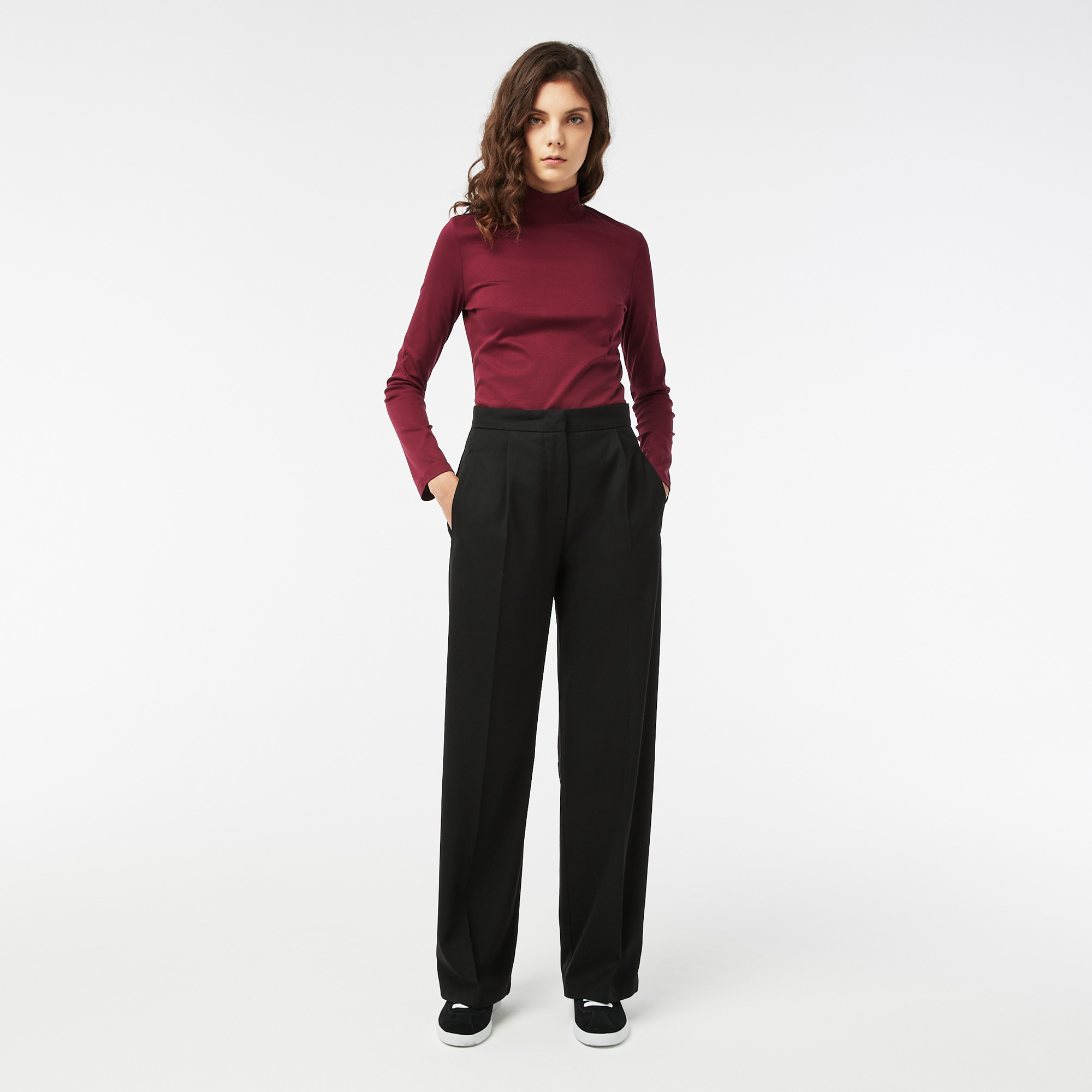 

Женские брюки Lacoste из смеси шерсти и вискозы, Чёрный