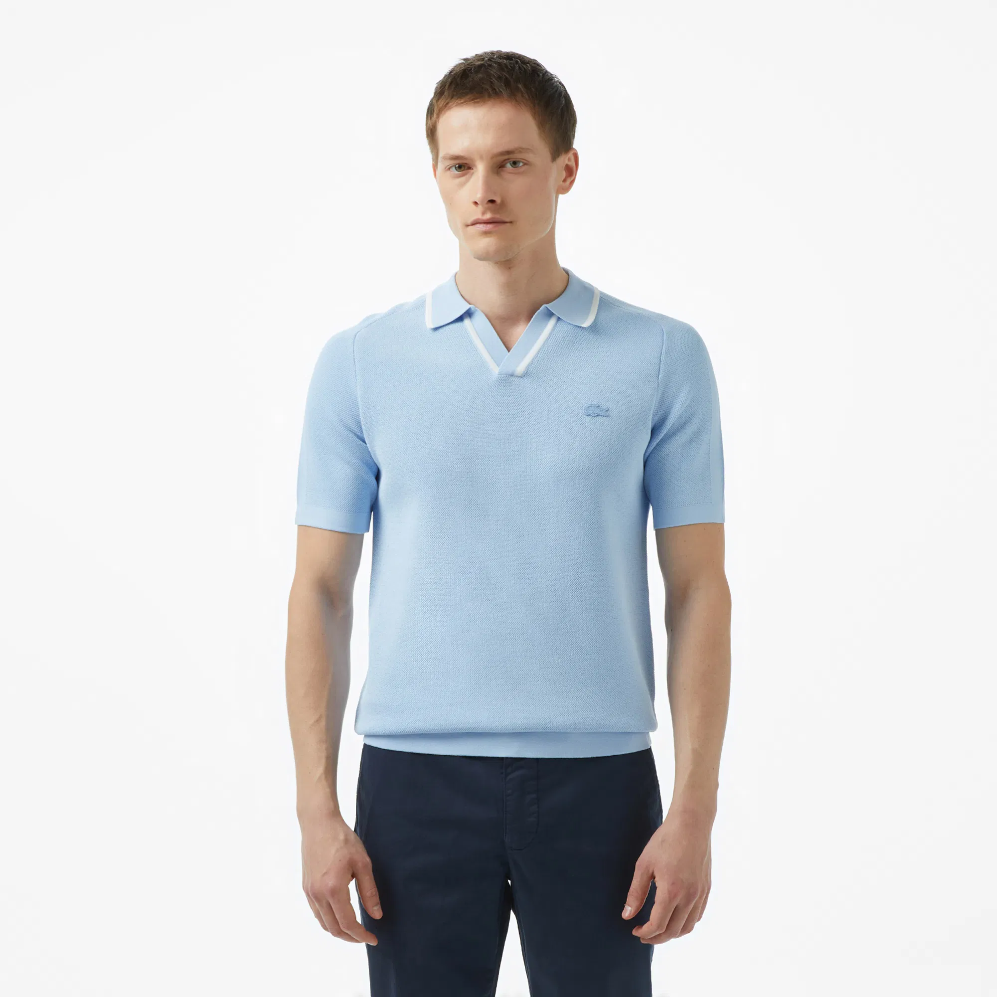 Поло Lacoste вязаное, голубой, арт. AH0504R