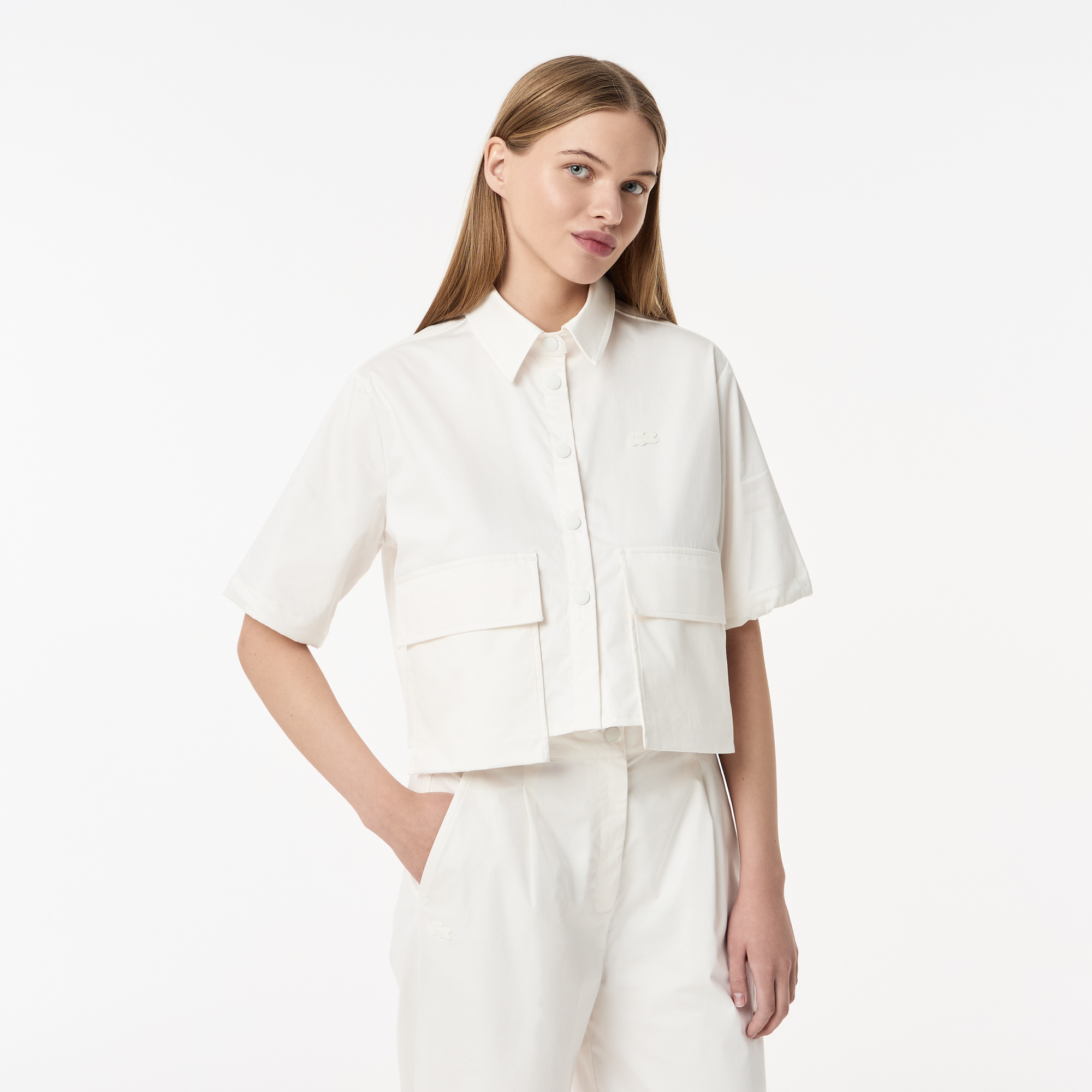 

Женская рубашка Lacoste из эластичного хлопка, Белый