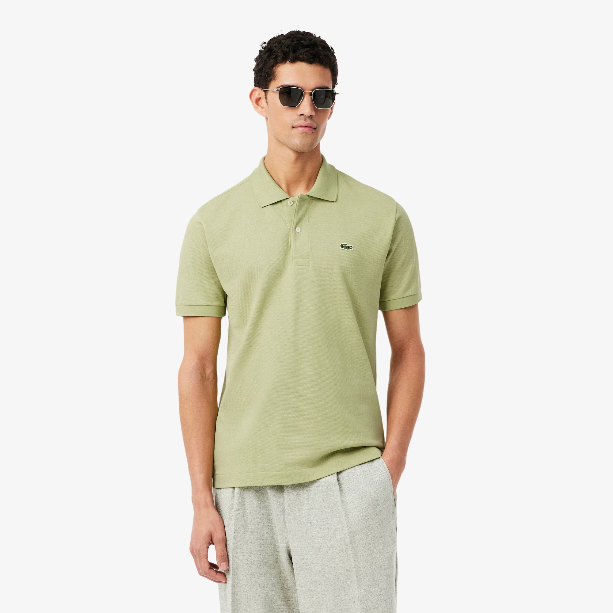 Мужское поло Lacoste L1212 Classic Fit, зеленый, арт. L1212