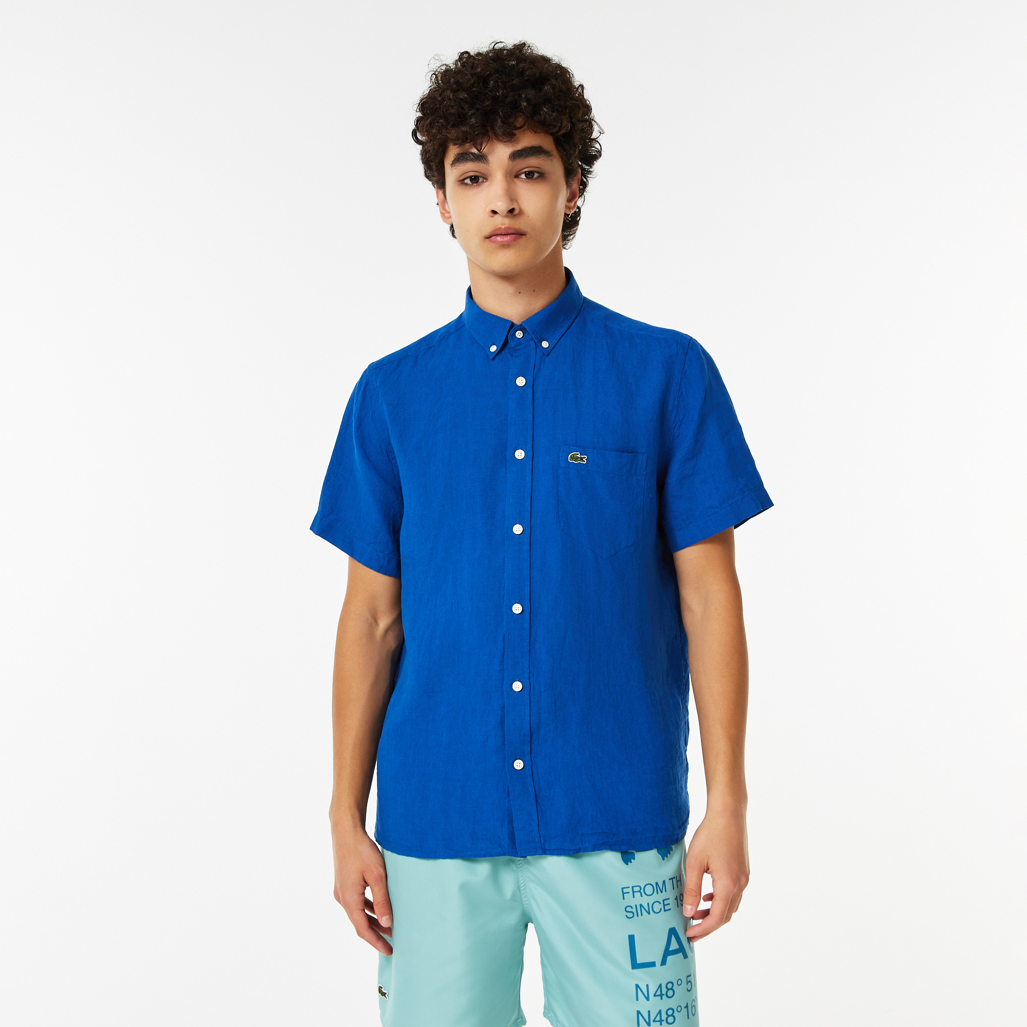 

Мужская льняная рубашка Lacoste, Голубой