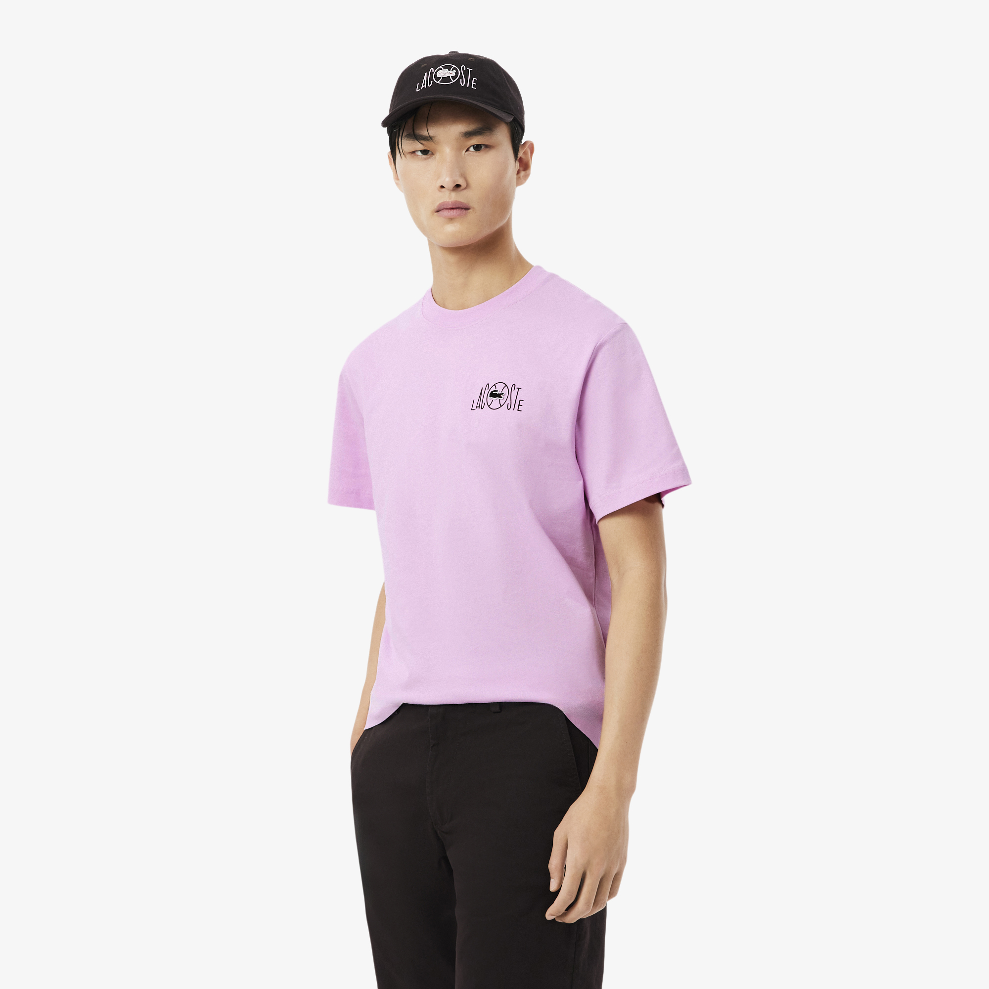 

Мужская хлопковая футболка Lacoste, Розовый