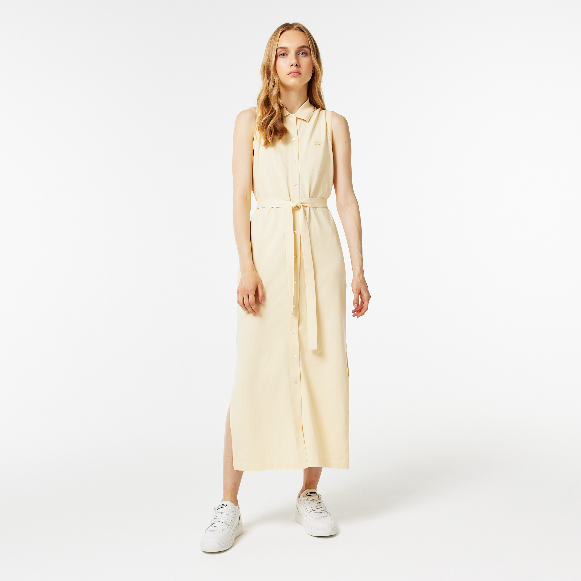 Платье-поло Lacoste с поясом, желтый, арт. EF1107