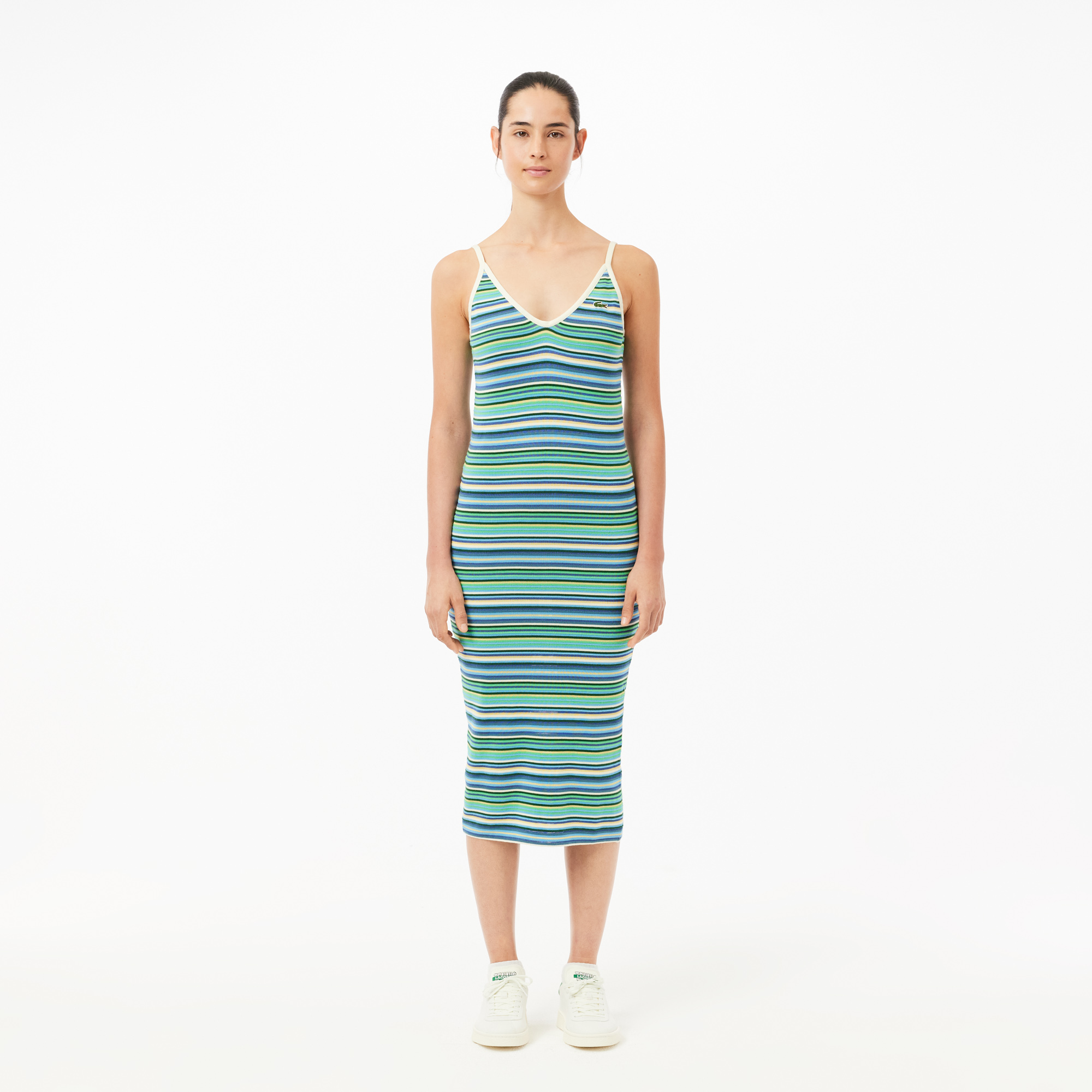 Женское длинное платье Lacoste в полоску, разноцветный, арт. EF7197