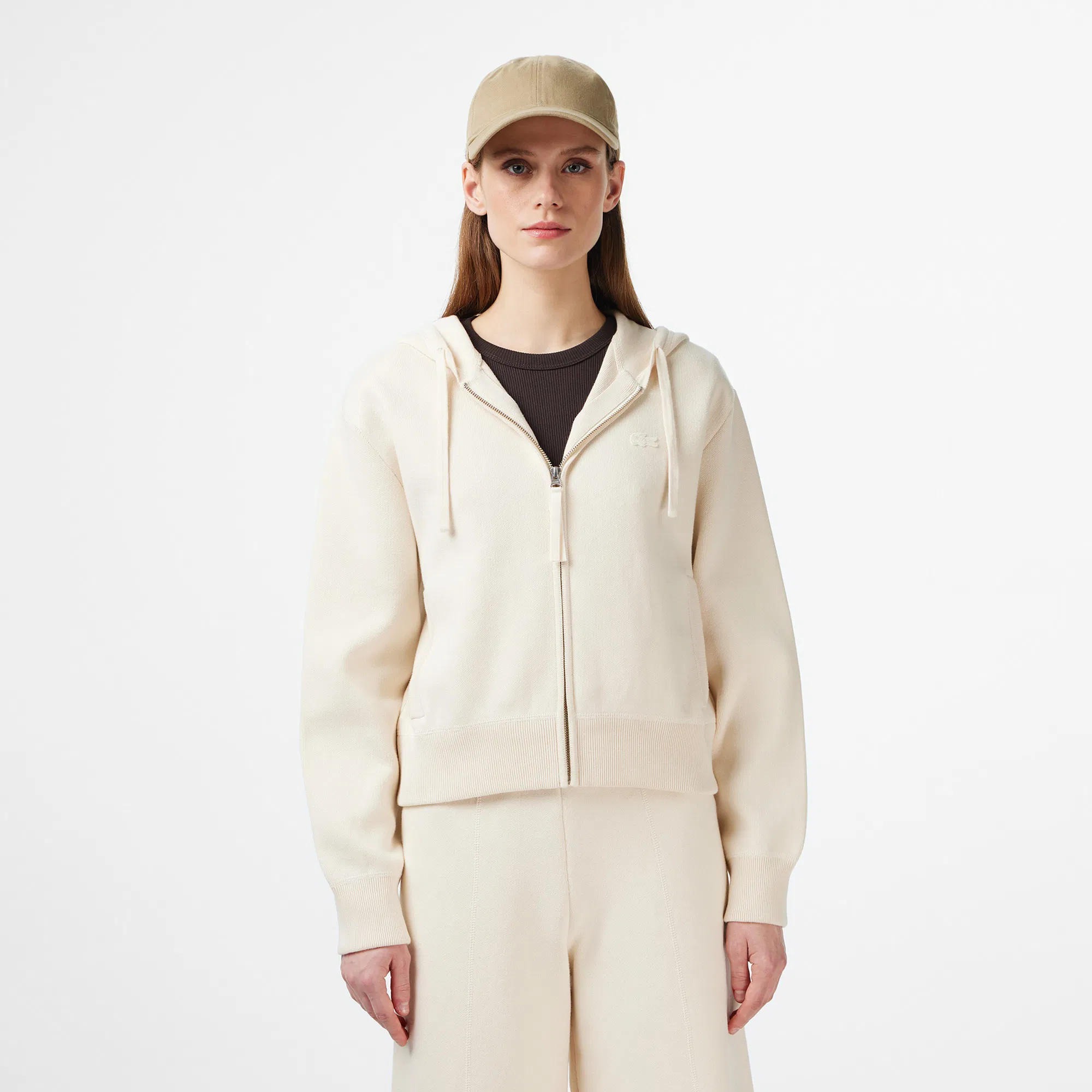 Женская толстовка Lacoste с капюшоном, белый, арт. AF2608