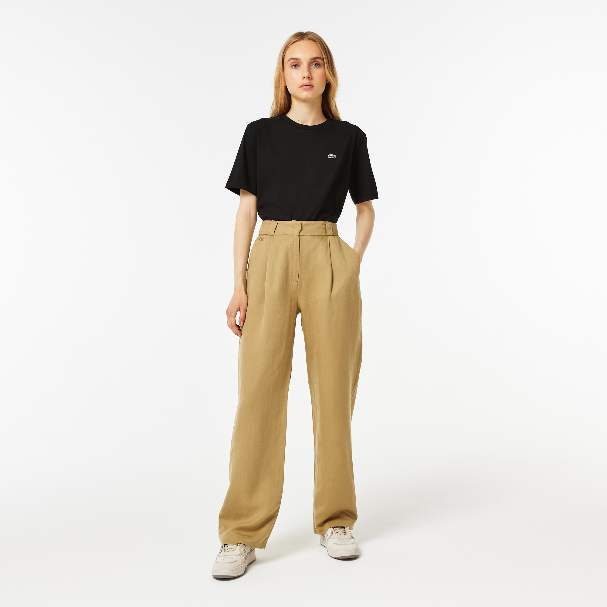 

Женские льняные брюки Lacoste, Бежевый