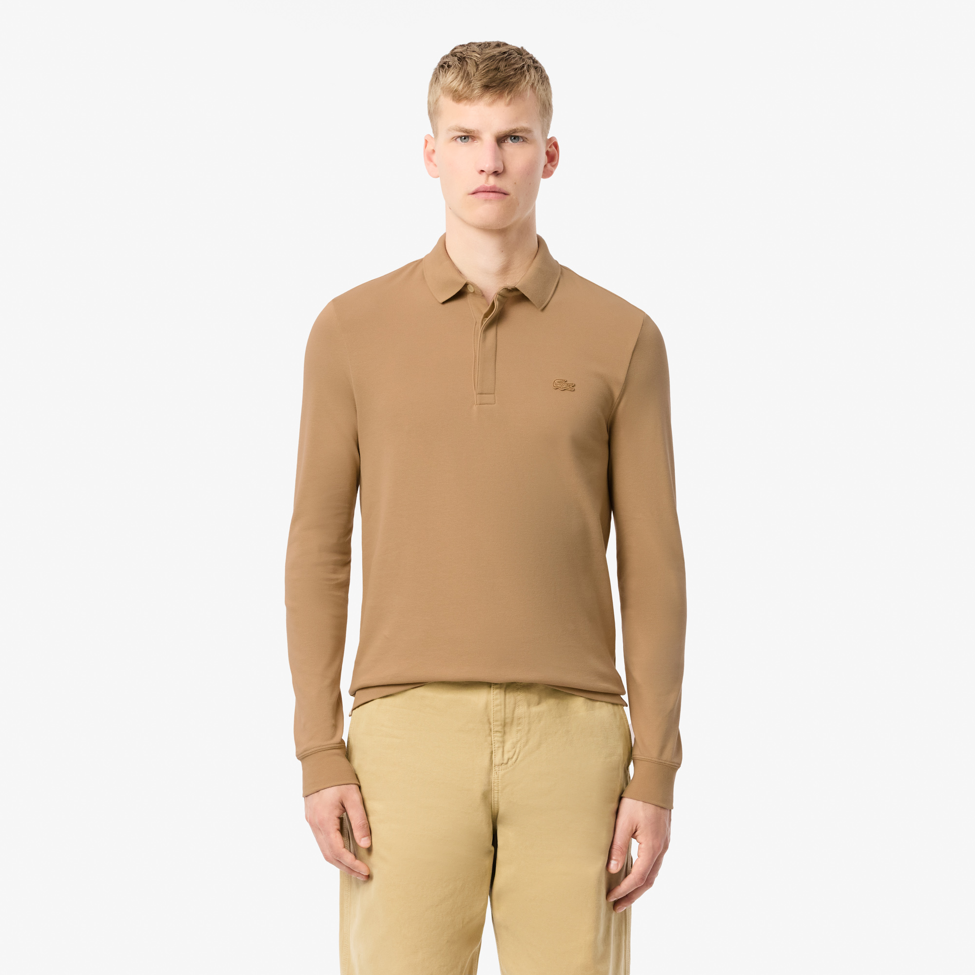 Поло Lacoste с длинными рукавами, бежевый, арт. PH2481