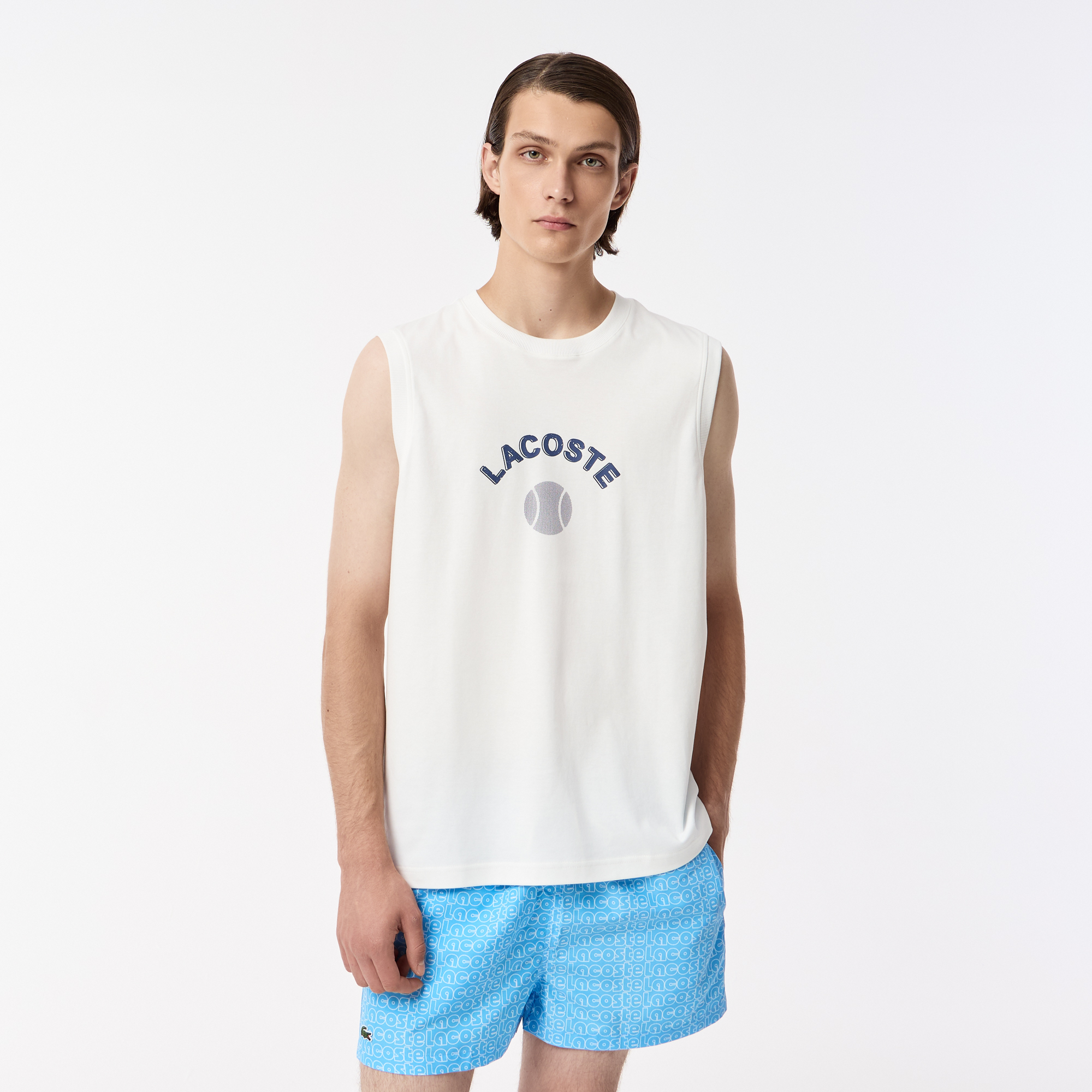 

Мужская топ Lacoste из хлопка, Белый