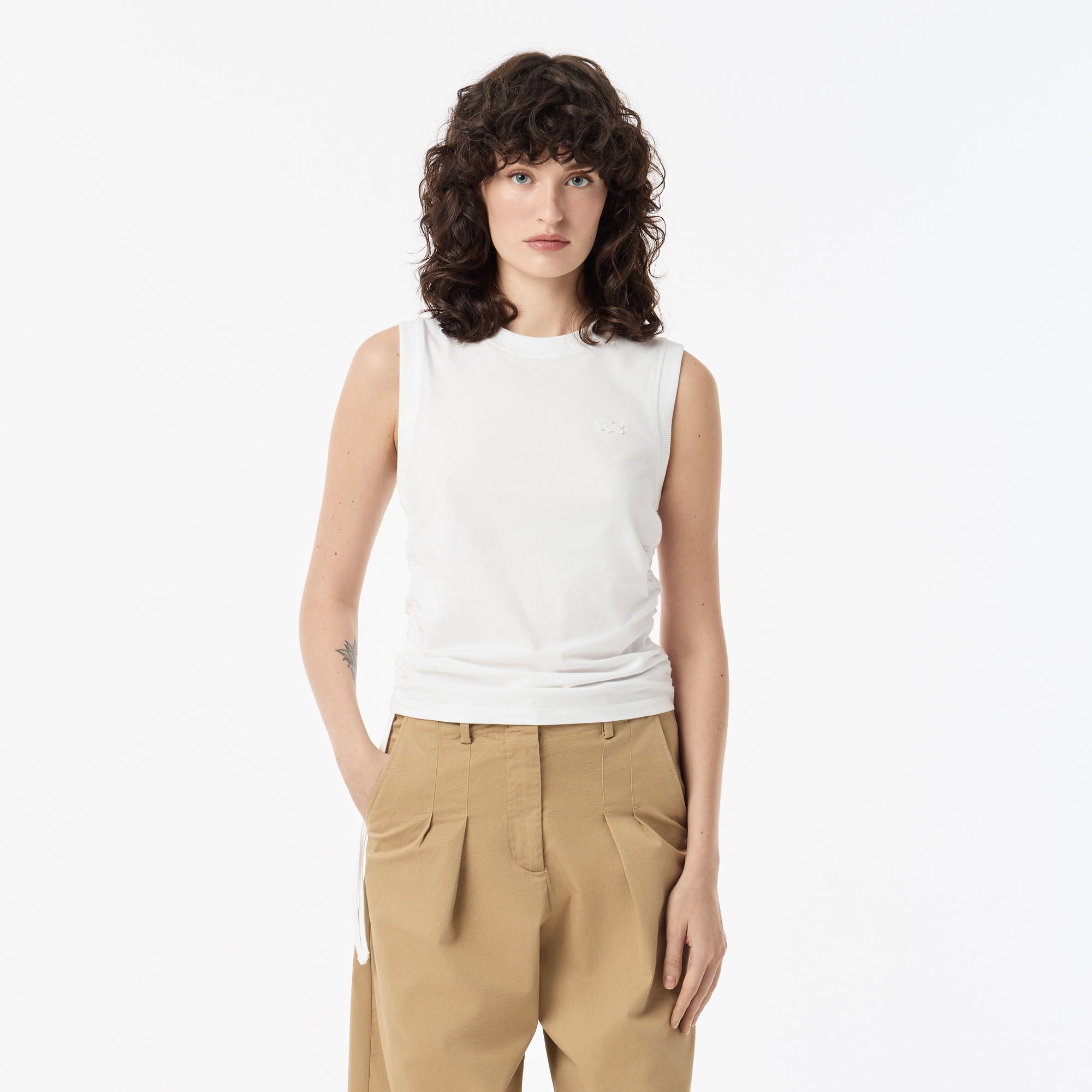 

Женский топ Lacoste из эластичного хлопка, Белый