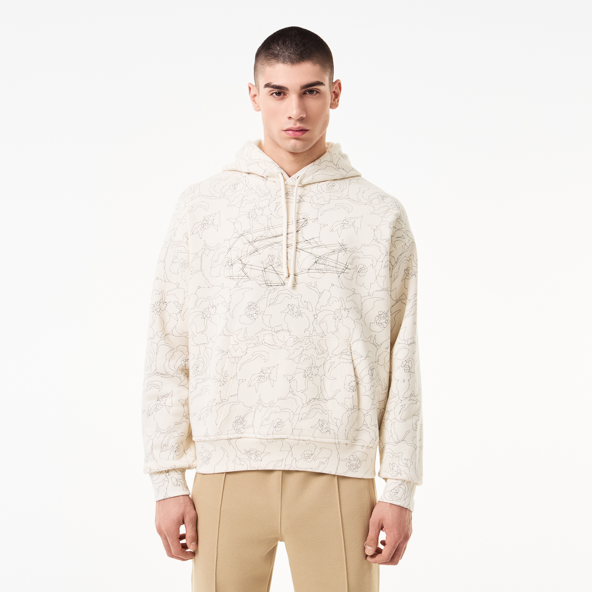 

Мужская толстовка - худи Lacoste из хлопка, Белый