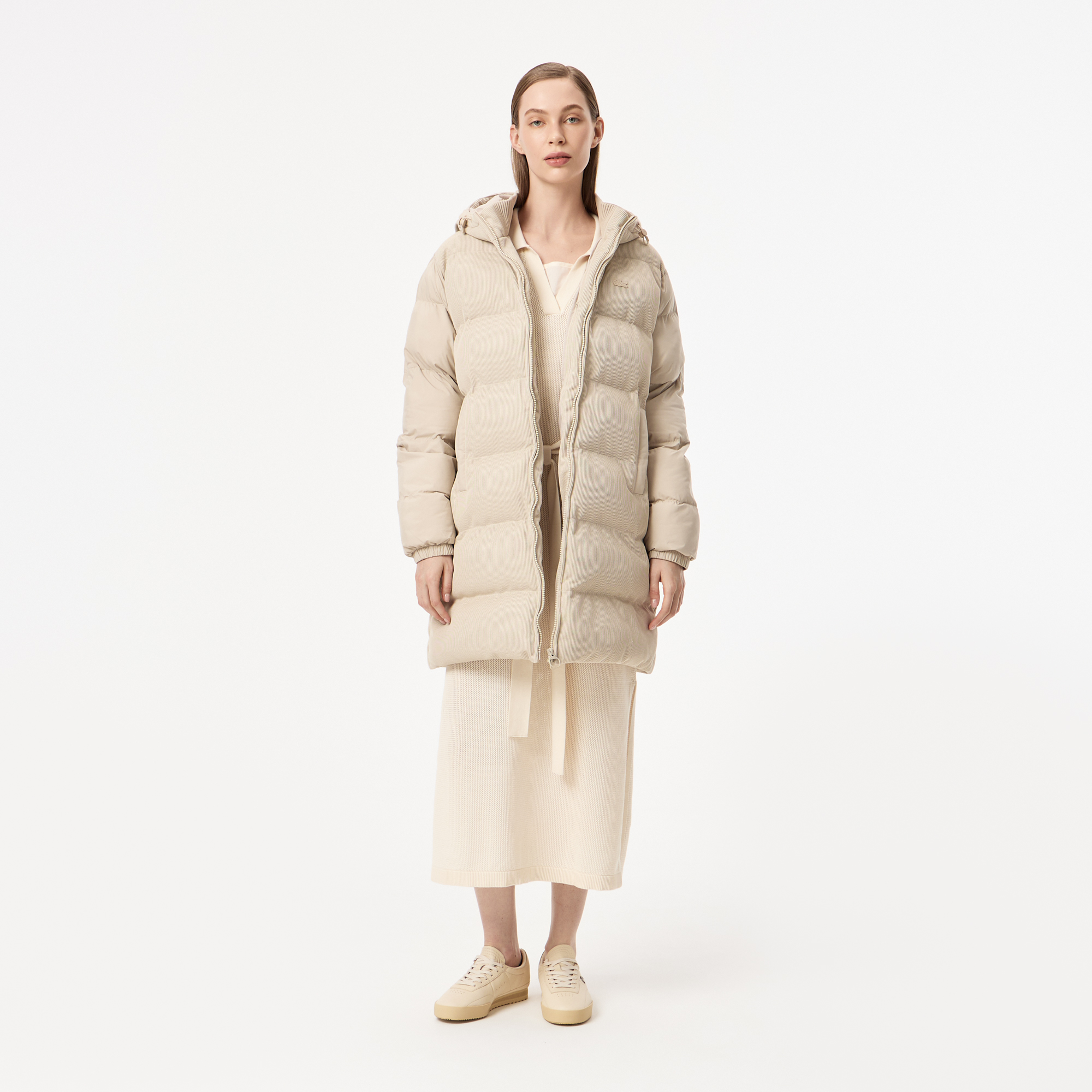 Женский короткий пуховик Lacoste, бежевый, арт. BF2602R